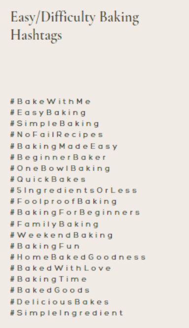 Image showing easy difficulty baking hashtags