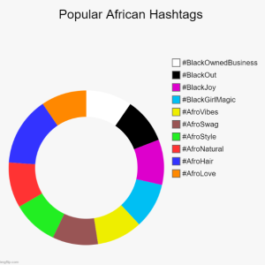 A pie chart showing popular African hashtags