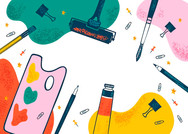 Arts and crafts supplies graphic illustration