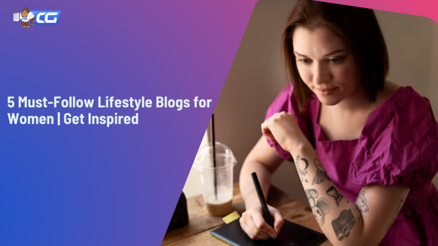 A woman is writing a blog post