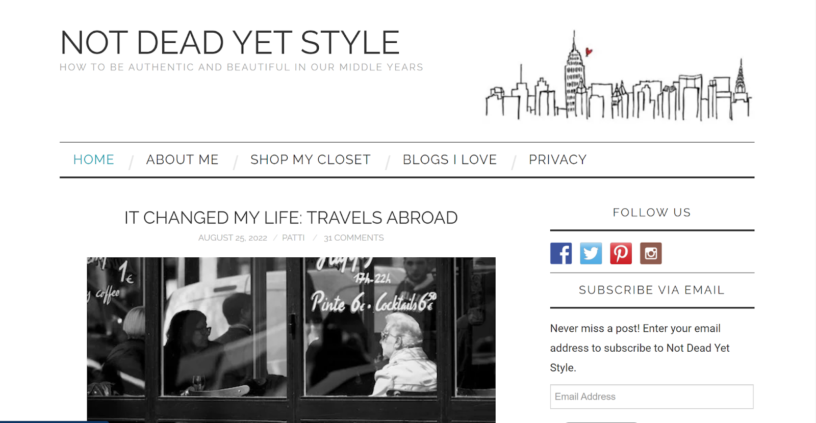 Not Dead Yet Style: A blog perfect for style advice for women in their older years.