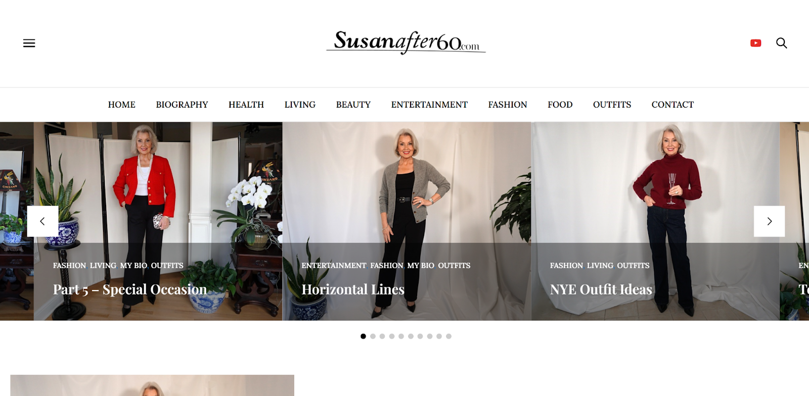 Susan After 60: A blog that gives fashion and beauty tips for women over 60.