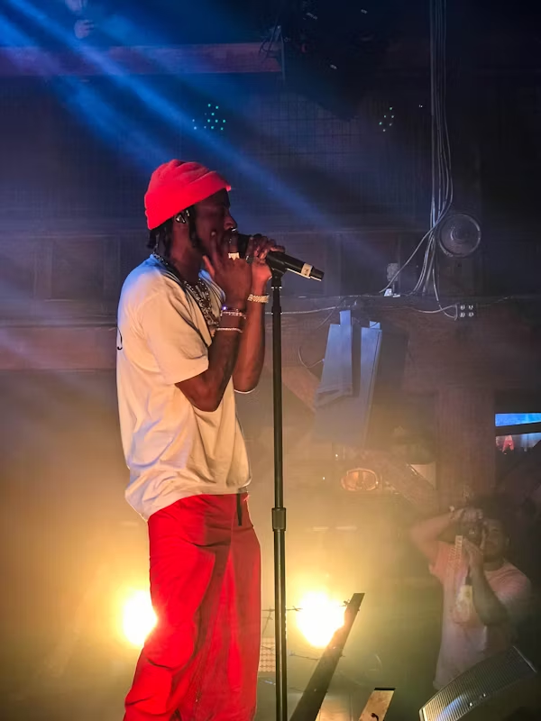A rapper is performing