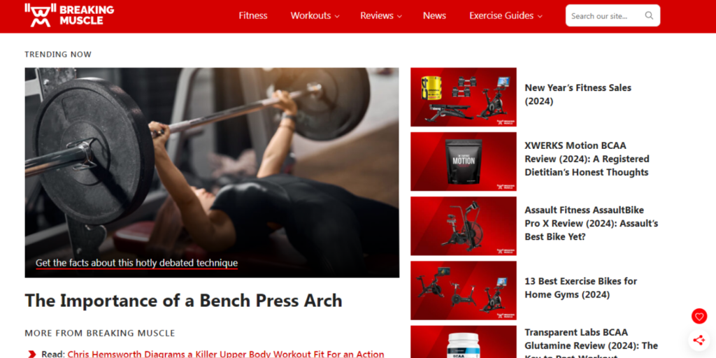 Breaking Muscle blog for blog page examples