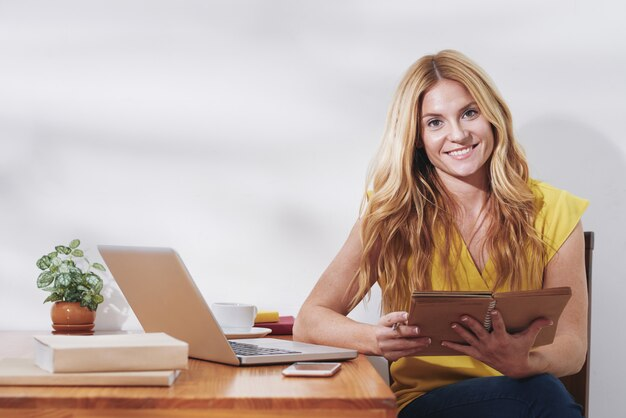 A happy and confident working woman