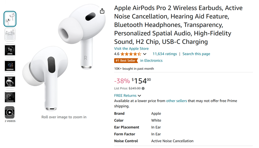 One of the Best Product Title Examples: Apple AirPods Pro 2