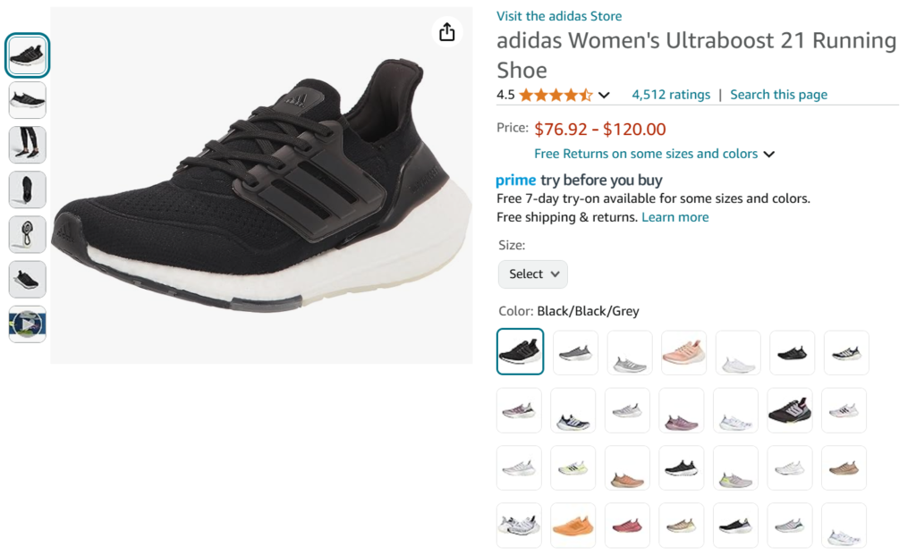 One of the Best Product Title Examples: Adidas women's Running Shoes