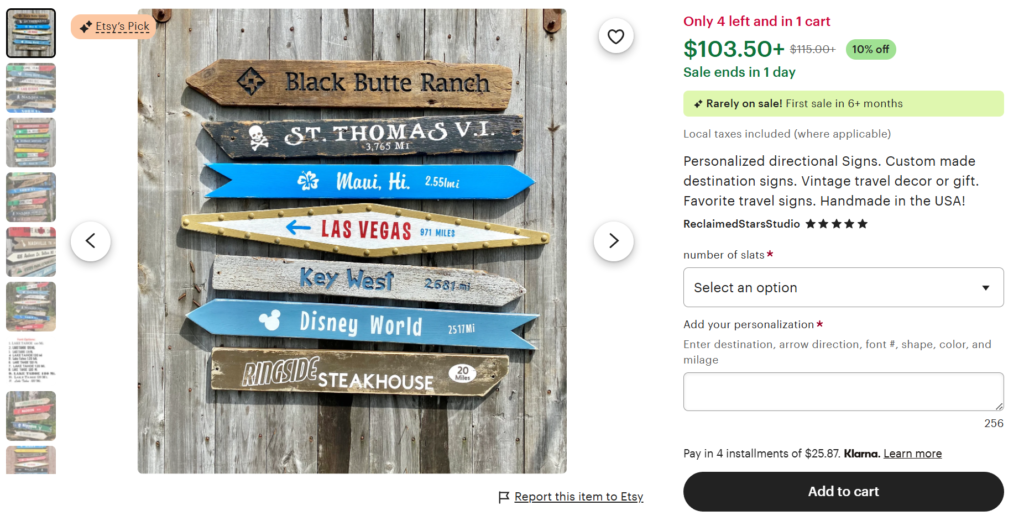 One of the Best Product Title Examples: Personalized Signs