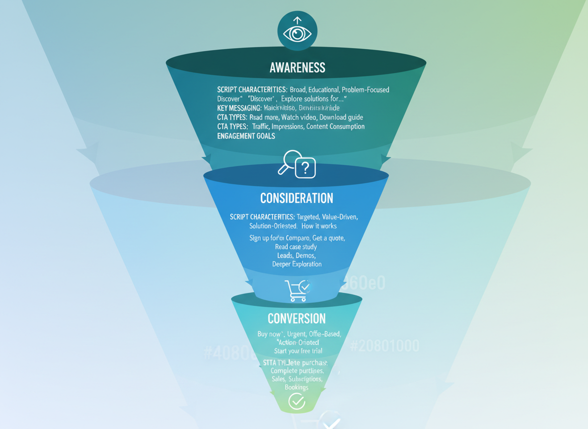 Example 15-17: Funnel-Stage Scripts (Awareness, Consideration, Conversion)