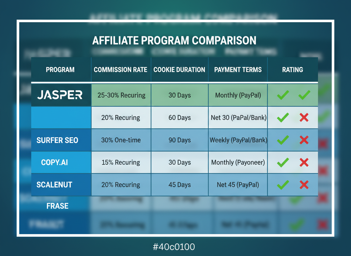 Jasper Affiliate Program vs Competitor AI Tool Affiliate Programs