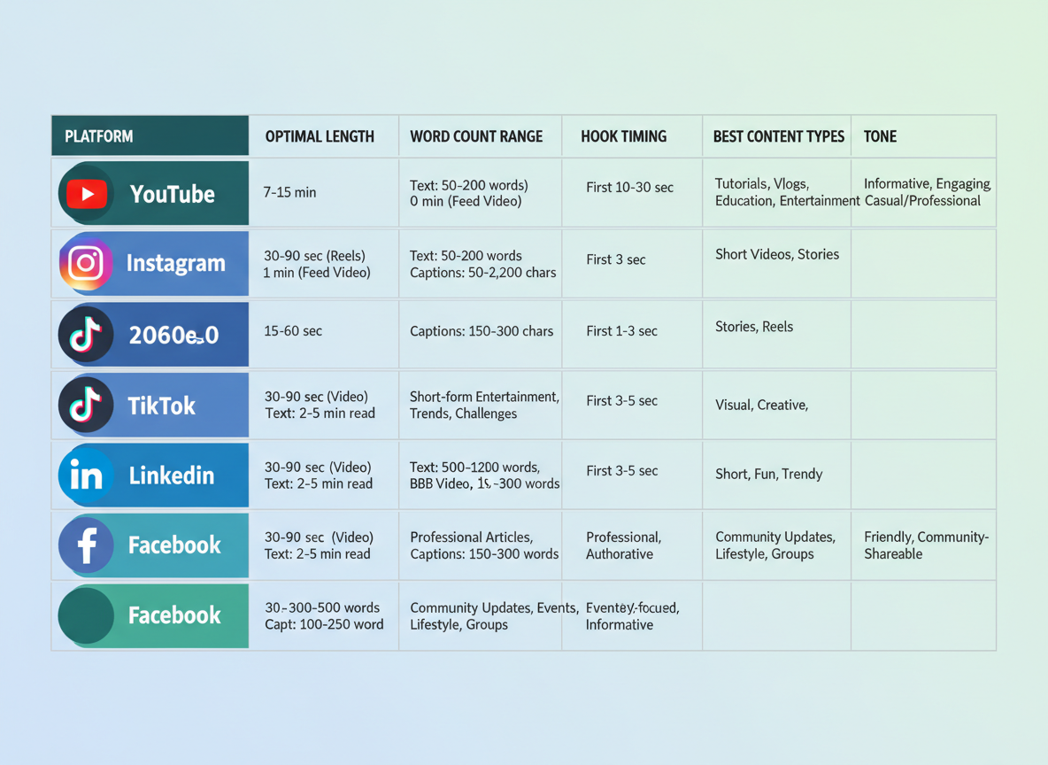 Platform-Specific Script Formatting & Length Guidelines