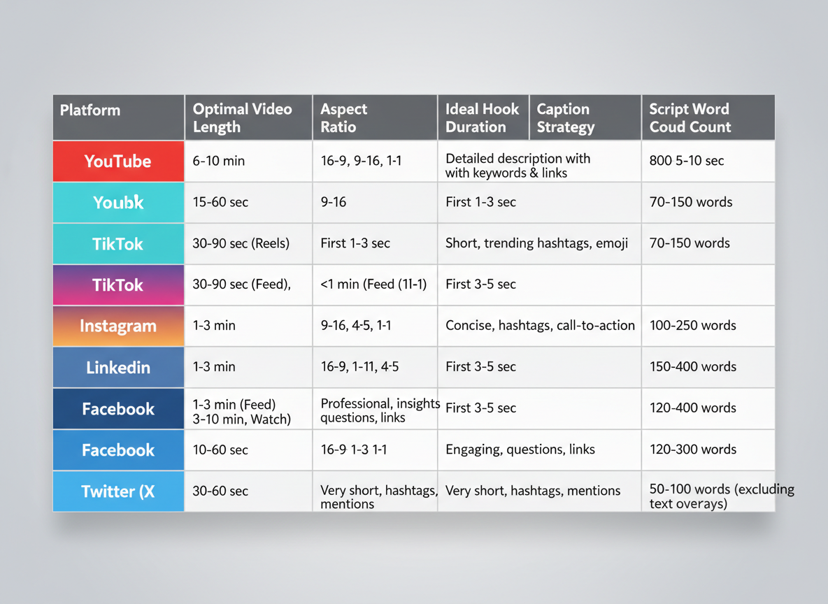 Platform-Specific Script Formatting and Length Guidelines