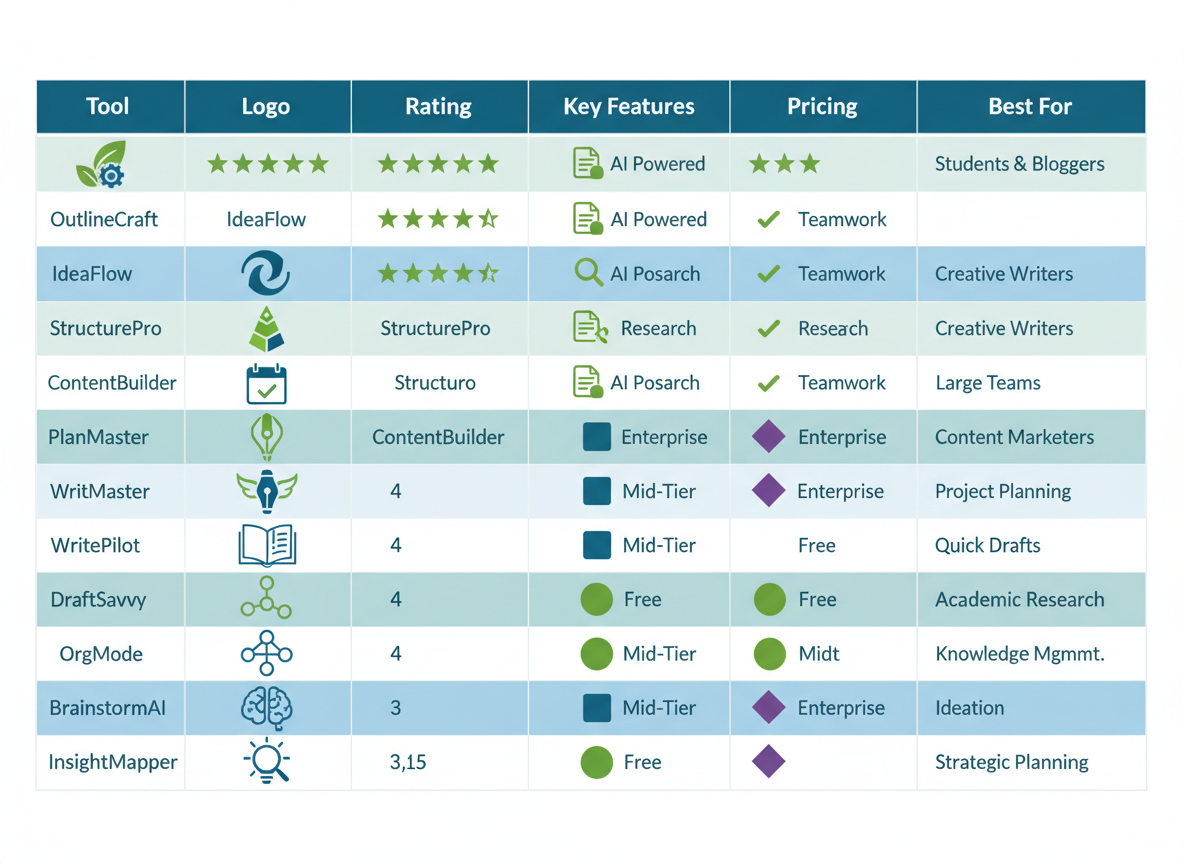 10 Best Outline Generator Tools Compared (Features, Pricing & Use Cases)